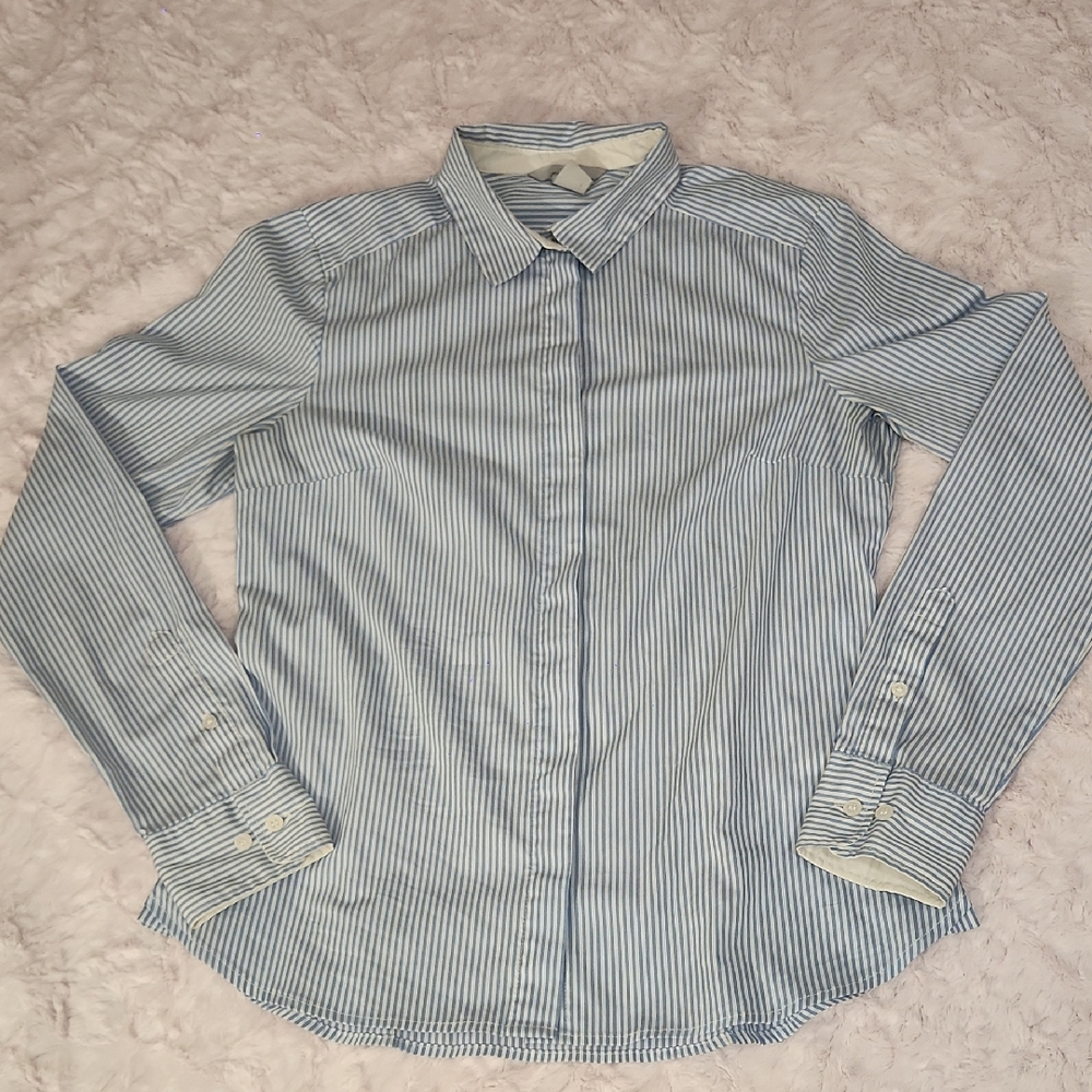 H&M Blue and White Striped Shirt